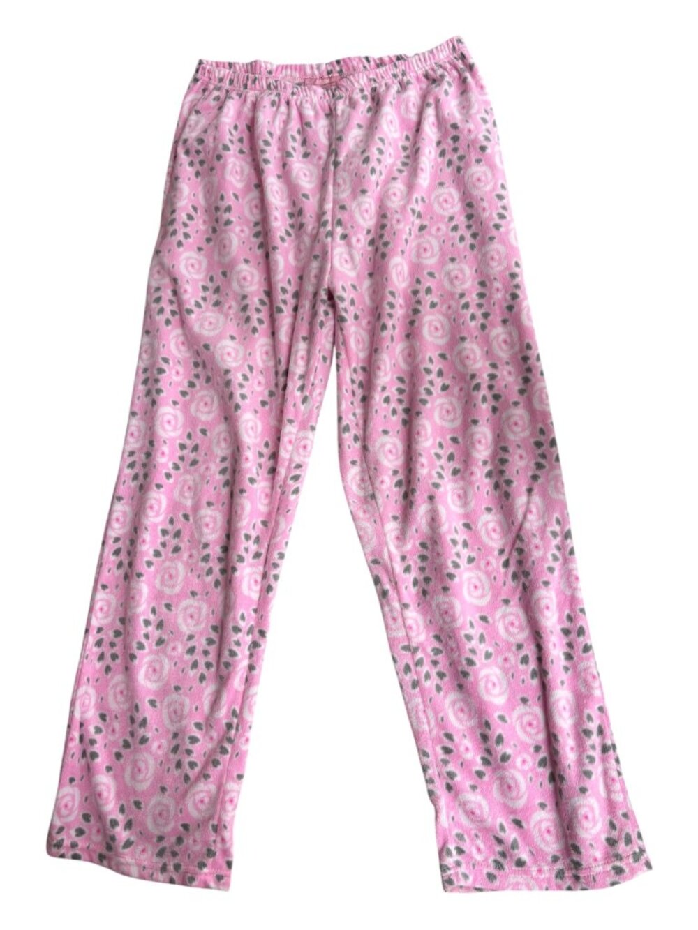 Gabriella by 10W Apparel Pink Floral Fleece Pajama Pants Sz L (2658-1)